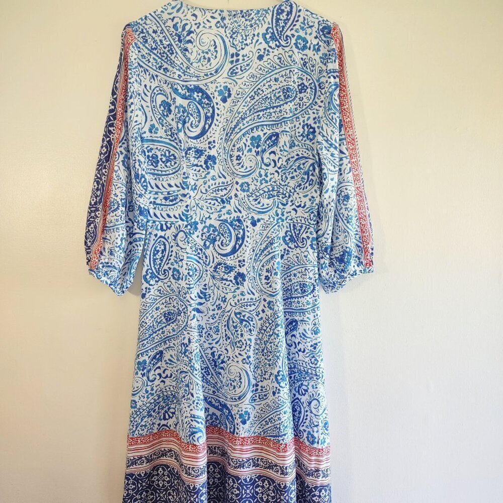 ZARA Paisley Floral Linen Maxi Dress Euro Summer Boho Beach Resort Size Small - Picture 9 of 13